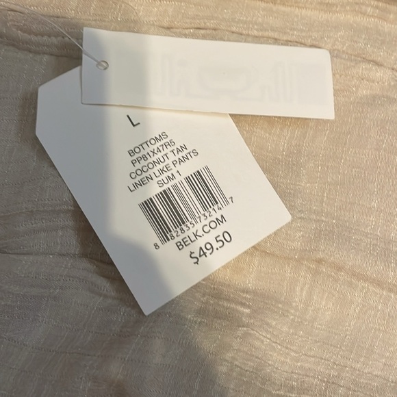 Wonderly women’s pants large 12 14 wide leg tan cream flowy casual pockets NWT - Picture 5 of 9